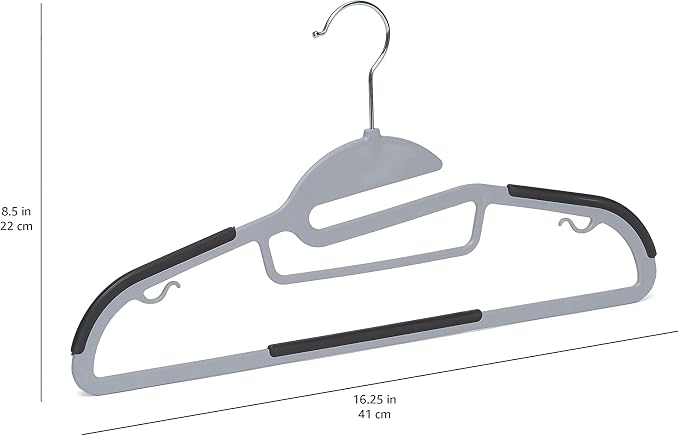 Amazon Basics Space Saving Non-Slip Rubber Coated Plastic Hangers with 360° Swivel Hook, Thin, Gray, Pack of 50 - Image 5