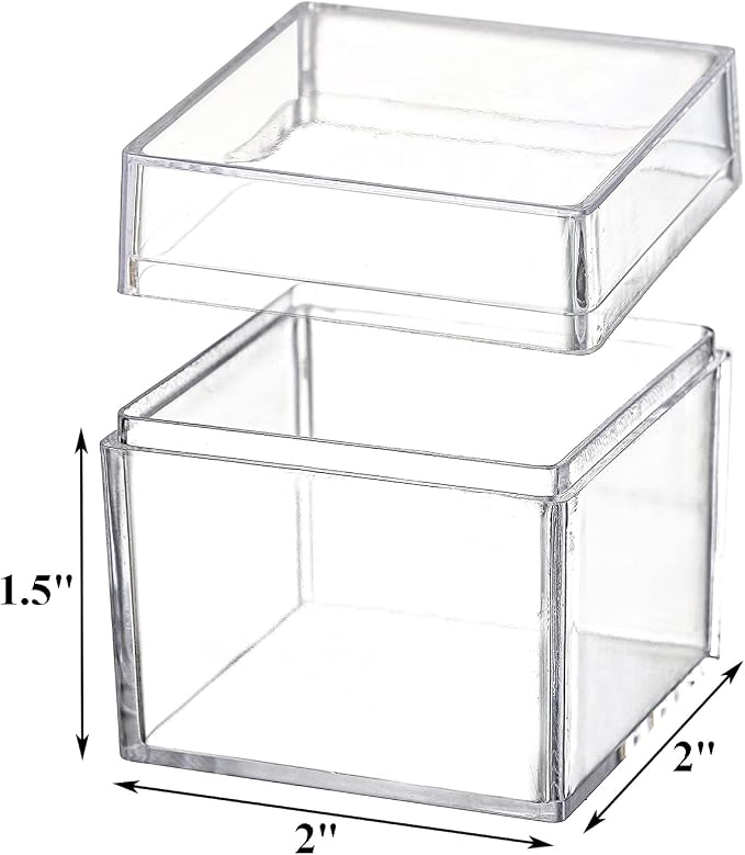 Okllen 36 Pack Acrylic Boxes with Lid, Clear Square Cubes Treat Gift Boxes Candy Storage Container for Candy, Little Trinkets, Jewelry, Party Favor, 2''x2''x2''/5x5x5CM - Image 3