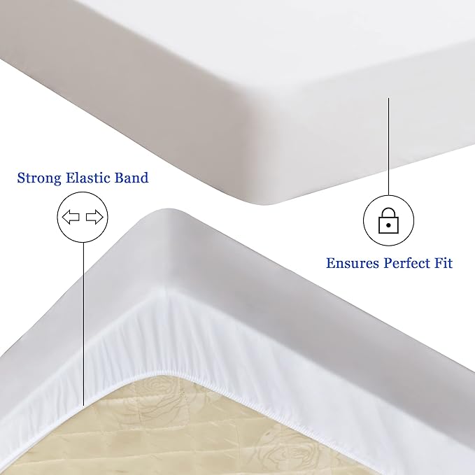 Sufdari King Size Mattress Protector,Waterproof Mattress Cover,18" Deep Pocket Mattress Protector,Dust Proof Bed Protector for Dogs/Cats/Pets/Kids-White,King