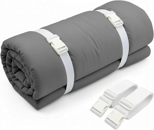 2 Pcs 60" x 2" Mattress Topper Straps Adjustable Memory Foam Packing Straps with Buckles for Home Mattress Moving or Storage, White