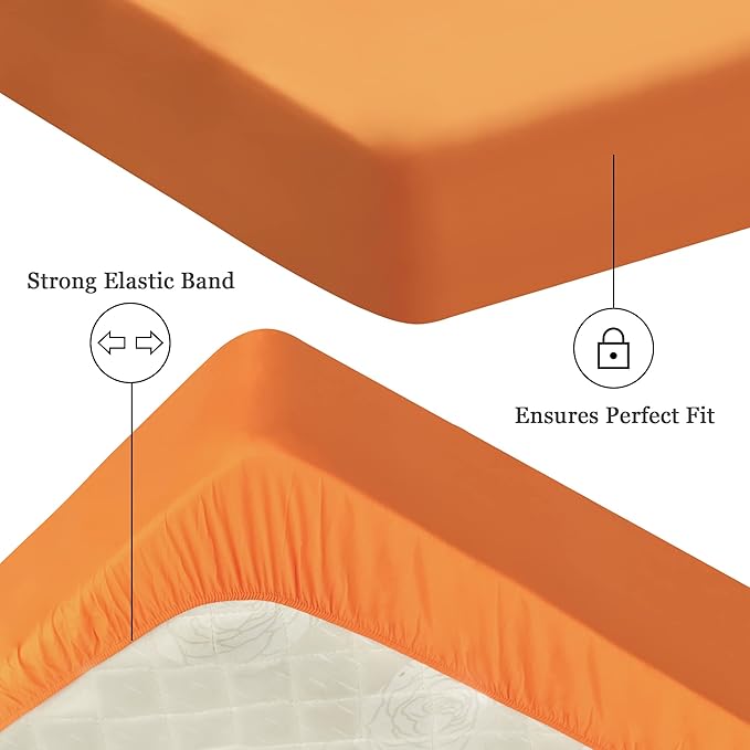 Sufdari Twin XL Mattress Protector,Waterproof Mattress Protector,Fitted Sheet Style Mattress Cover with 18" Deep Pocket,Washable and Comfortable-Orange,Twin XL