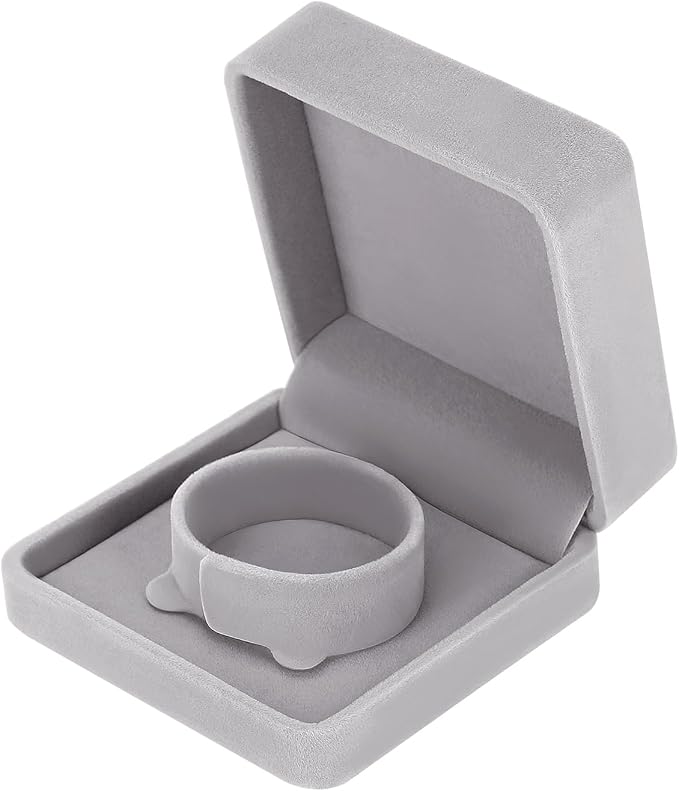 LETURE 4 Pieces Classic Velvet Bracelet Bangle Pendant Necklace Gift Box, Travel Jewelry Box Display Storage Case for Gift, Wedding, Engagement, Proposal, Birthday (4PCS Bracelet-GREY) - Image 7