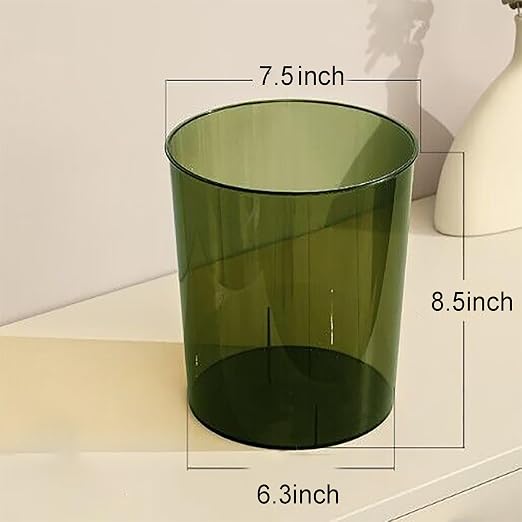 Anyoifax Small Trash Can Plastic Wastebasket 1.5 Gallon Round Garbage Container Bin for Bathroom, Bedroom, Kitchen, College Dorm, Office, Craft Room - Clear & Green - Image 4