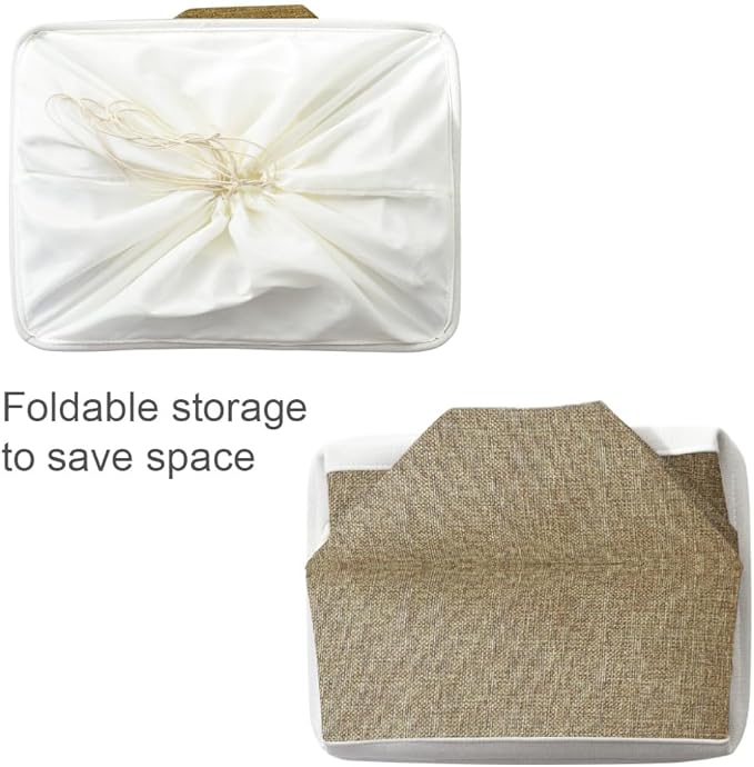 TheWarmHome Organization Basket - 20x16x14 inch Jumbo 3 Pack Collapsible Storage Bins for Shelves, Fabric Storage Cubes for Closet Organizer Gift Toy (White & Khaki) - Image 7