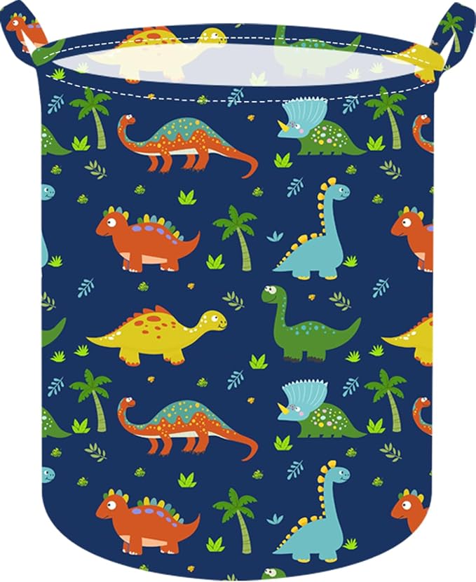 Collapsible Kids Laundry Basket Clothes Hamper, Foldable Storage Organizer Bin, Toy Clothes Storage with Handles for Boys Girls Bedroom, Room Decor Dinosaur by Unknown