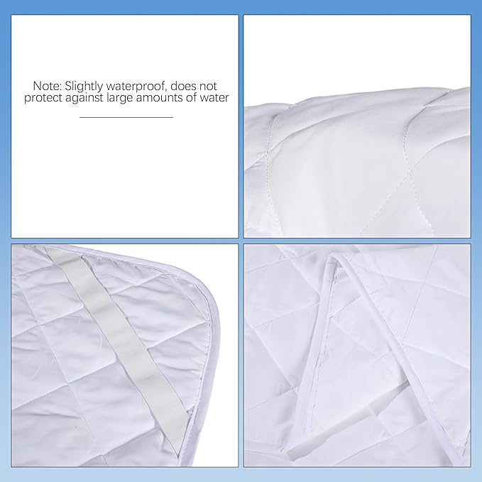 Newwiee 2 Pcs Queen Size Mattress Protector with Elastic Straps Slightly Waterproof Quilted Mattress Cover Pad Microfiber Mattress Topper Noiseless Fitted Mattress Bed Protector (75 x 39)