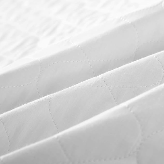 Quilted Fitted Mattress Pad Cover Waterproof Twin Mattress Protector Topper with Highly Absorbent Fill Layer Soft Cotton Blend Surface, Breathable, Deep Pocket (Twin)