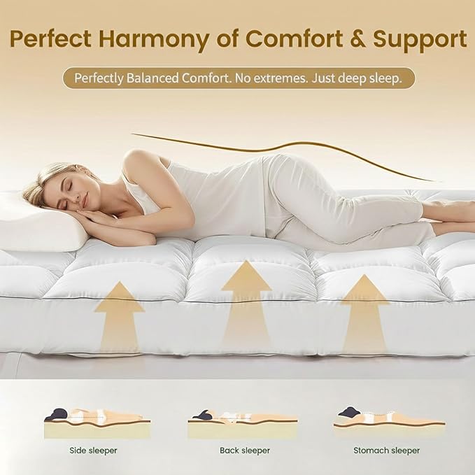 Decroom 5 Inch Memory Foam Mattress Topper Queen for Back Pain Relief, Filled with Breathable Memory Foam Pillow Topper Soft Fluffy Supportive Bed Mattress Pad, 80x60x5 Inch