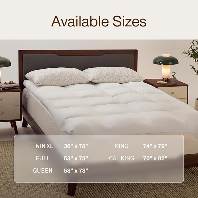 Coop Home Goods Essence Down Alternative Mattress Topper Twin XL, Plush 2-Inch Gusset and Baffle Box Design for Even Support and Comfort, Premium Bed Topper for Pressure Relief, Oeko-TEX Certified