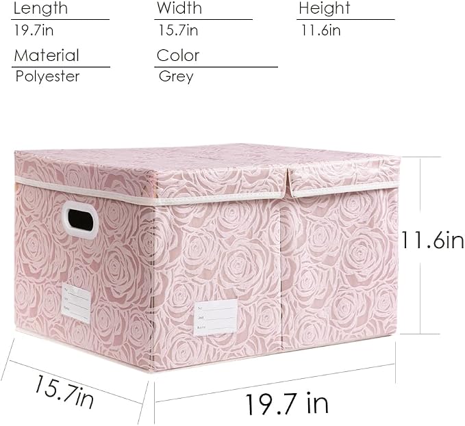 PRANDOM Extra Large Collapsible Storage Boxes with Lids Fabric Decorative Storage Bins Cubes Organizer Baskets with Cover Handles Divider for Bedroom Closet Living Room 19.7x15.7x11.6 Inch 3 Pack - Image 4