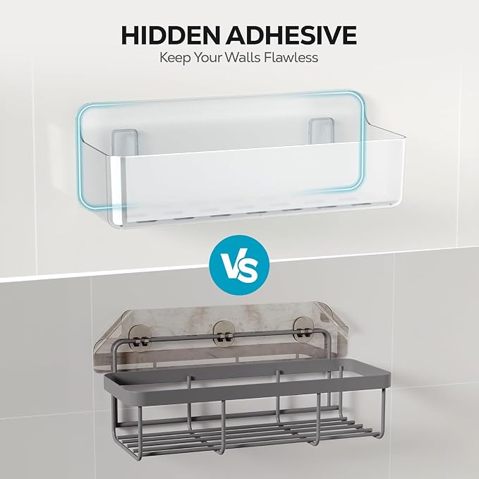 Nieifi Adhesive Wall Shelf, Shower Shelves, Shower Organizer for Bathroom Organization (A-Clear, 2 pieces) - Image 6