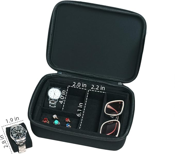 Eyeglasses Watches Jewelry Display Versatile Portable 5Slot Travel Jewelry Box Sunglasses Organizer Rings Zippered Holder Bag - Image 4