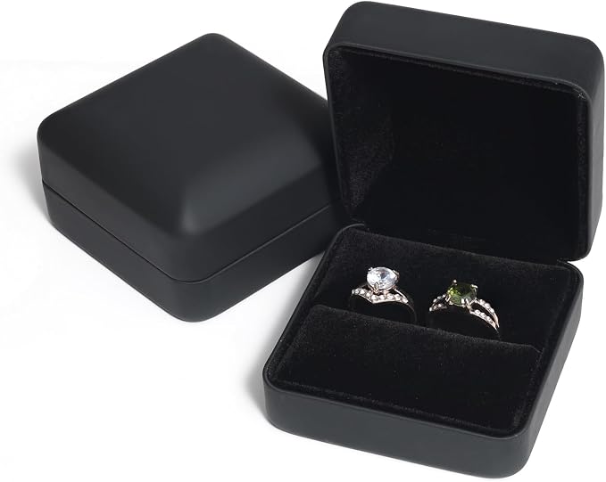 Velvet Ring Gift Box, Small Jewelry Earring Studs Holder Case for Wedding Day, Proposal, Engagement, Anniversary, Ring Display Storage Box for Women Girl (Black S) by sadkew