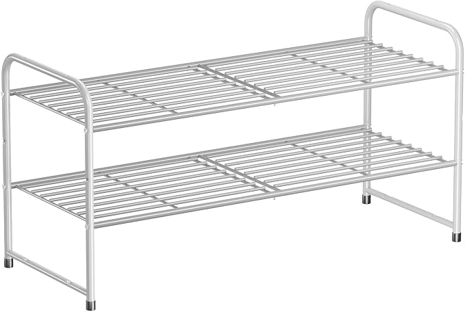SUFAUY 2-Tier 33" Wide Shoe Rack, Closet Metal Wire, Stackable, Gray by SUFAUY