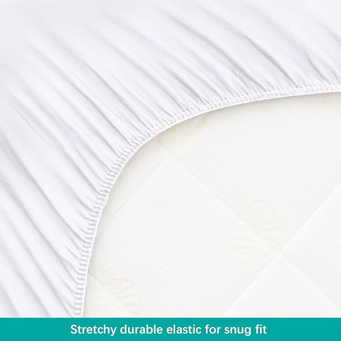 Waterproof Pack and Play Mattress Pad Cover, Pack and Play Mattress Protector Sheets Fitted, 2 Pack, Made from Viscose Terry Surface, Ultra Soft and Skin-Friendly, Washer & Dryer, White