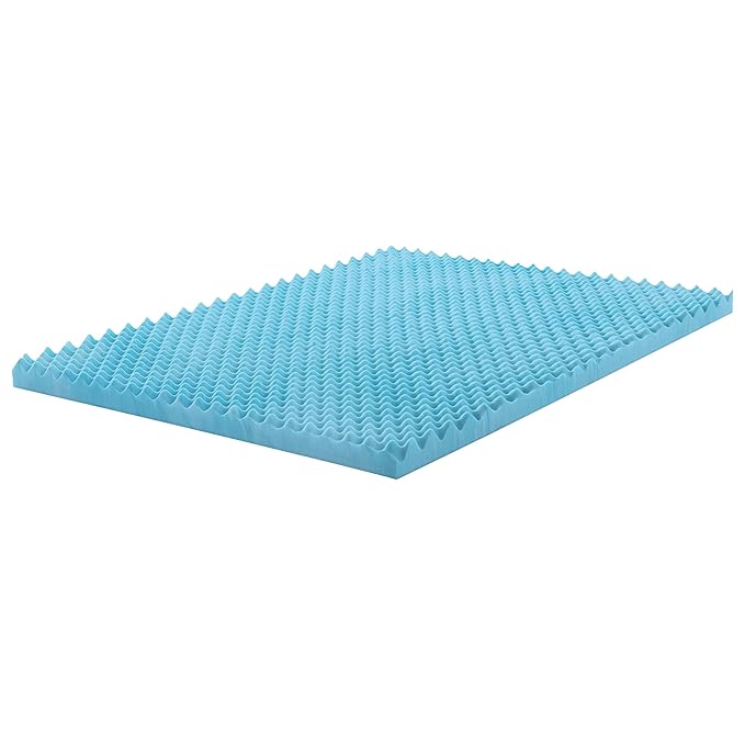 Treaton, 3-Inch Premium Convoluted Gel Memory Foam Toppers for Enhanced Comfort and Support, King, Blue