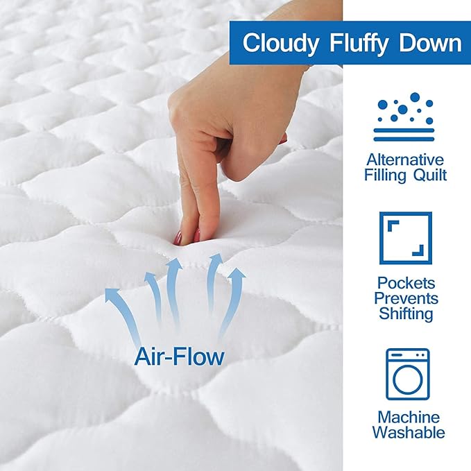 Cot Mattress Pad Protector Waterproof, Quilted Daybed Mattress Cover 33" X 75" X 10" Fitted for Narrow Twin/Camping Bunk/RV Campers, Deep Pocket Mattress Topper, White (Cover Only)