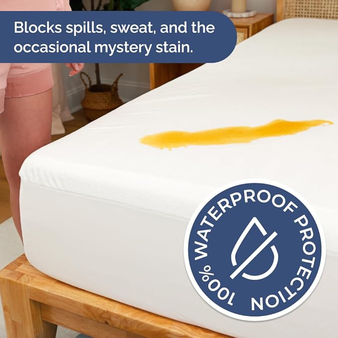 Cal King Mattress Protector Waterproof - Mattress Cover Cal King Size Bed - Bed Protector Waterproof - Absorbent Fitted Sheet up to 16" Deep Pockets - Soft, Breathable and Cooling - Machine Washable