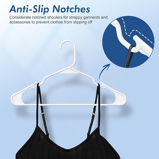 HOUSE DAY Premium Plastic Hangers 10 Pack, Clothes Hanger Space Saving, Heavy Duty Coat Hanger - Durable and Strong Closet Organizers and Storage Makes It Ideal Dorm Room Essentials (White) - Image 4