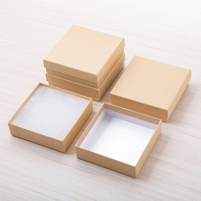 GEFTOL Jewelry Gift Boxes 96 Pack 3.5x3.5x1 Inch Cardboard Jewelry Boxes,Small Gift Boxes for Jewelry Earrings Necklaces Handmade Bangles Bracelets(Brown) - Image 7