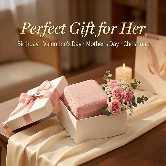 Jewelry Box for Women Girls, Small Travel Jewelry Organizer, Mini Portable Jewelry Storage Case as Small Gifts for Women, Pink - Image 7