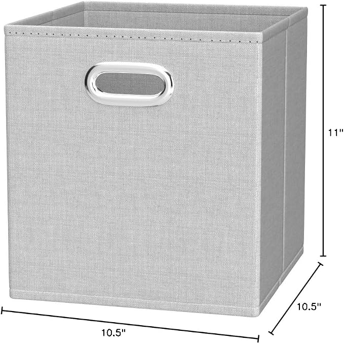 Amazon Basics Collapsible Cube Storage Bins, Space-Saving, Organizing Fabric Bins with Handles, 10.5 x 10.5 x 11 inches, Light Grey, 6-Pack - Image 5