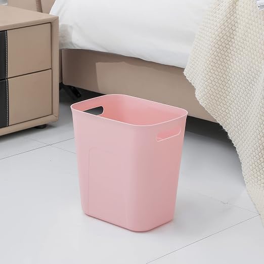 UUJOLY Plastic Small Trash Can Wastebasket, Garbage Container Basket for Bathrooms, Laundry Room, Kitchens, Offices, Kids Rooms, Dorms, 3.5 Gallon, Pink, 2 Pack - Image 2