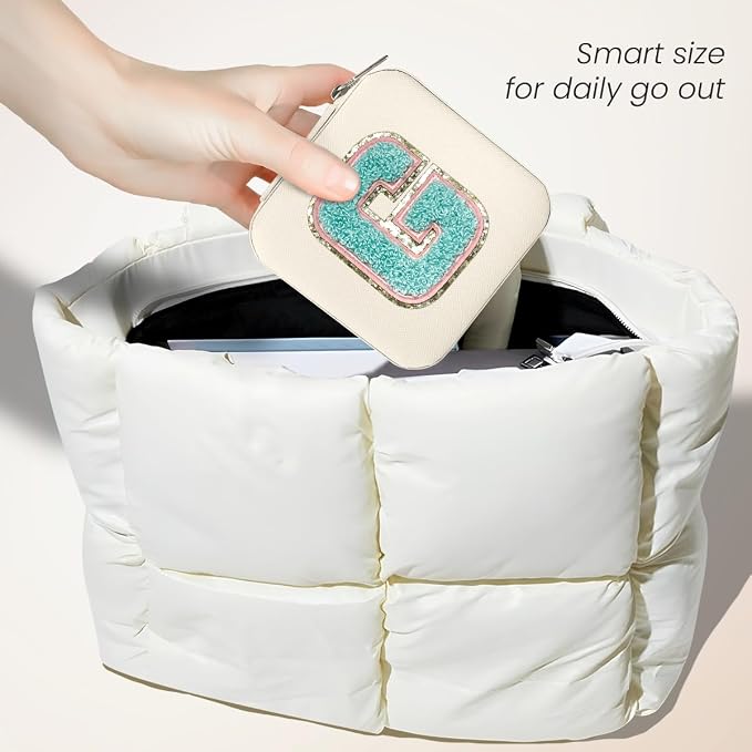 SANDJEST Personalized Jewelry Box, White Travel Jewelry Box with Initial G, Small Monogrammed Jewelry Case Organizer for Girls Women Teen Kids, Mini Travel Essentials Gifts for Birthday Christmas - Image 5