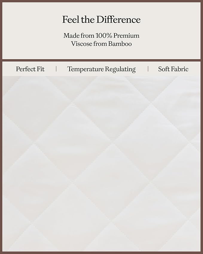 Cozy Earth Full Size Mattress Pad - 100% Viscose from Bamboo Cooling Mattress Cover - Lightweight Temperature Regulating Bed Pad with 360-Degree Elastic Hem - Fits Mattresses up to 20”