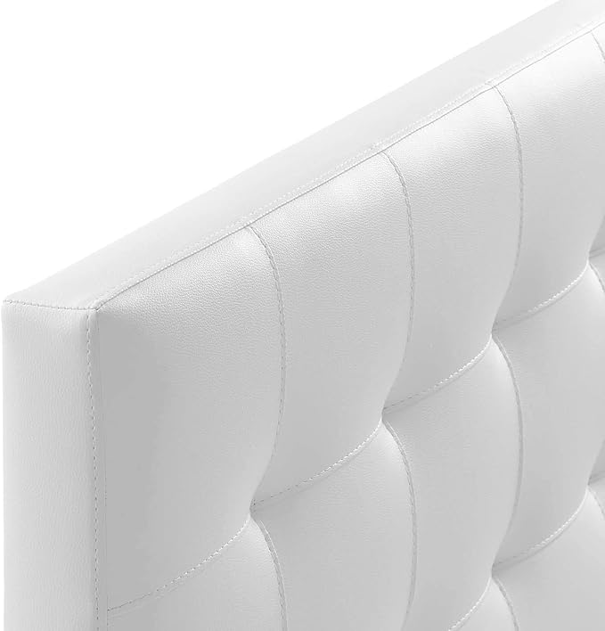 Modway Lily Tufted Faux Leather Upholstered Queen Headboard in White