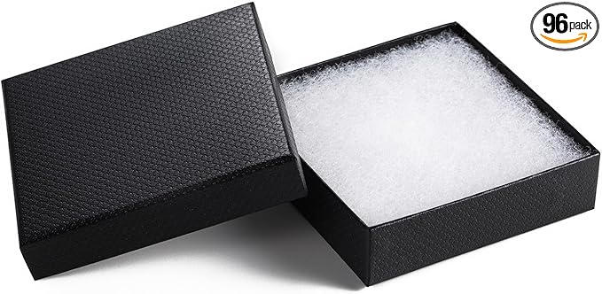 GEFTOL Jewelry Gift Boxes 96 Pack 3.5x3.5x1 Inch Cardboard Jewelry Boxes,Small Gift Boxes for Jewelry Earrings Necklaces Handmade Bangles Bracelets(Black) by GEFTOL