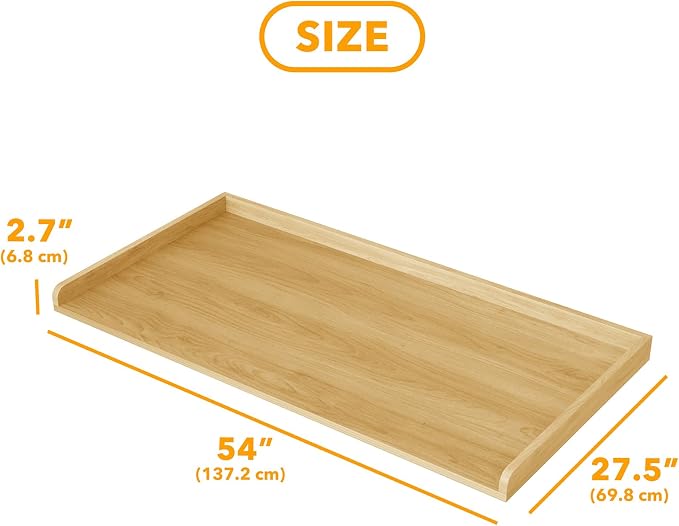 SpaceAid Washer Dryer Countertop, Laundry Wood Shelf Topper with Edge, 54" Width x 27.5" Depth Cover Guard Organizer for Washer and Dryer Laundry Hamper Counter Storage Organization (Maple Wood) - Image 2