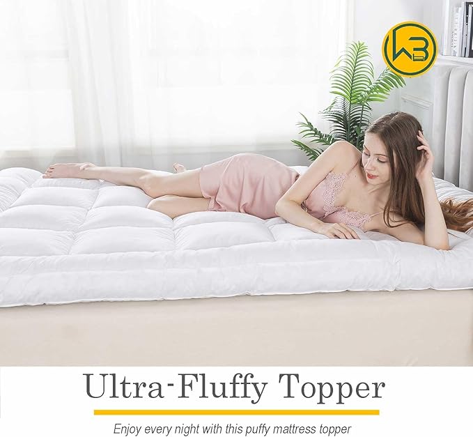WhatsBedding 5 Inch Feather Bed Mattress Topper,Duck Feather Memory Foam Mattress Topper, Thickened Topper Layer, California King, 72x84 inches
