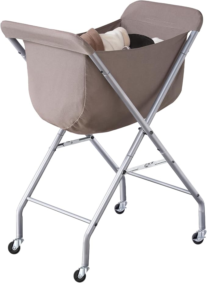 ELYKEN Laundry Cart with Wheels, 32”H Easy Rolling Laundry Hamper with Removable Liner Bag, Sturdy Metal Frame Clothes Basket with 4 Casters and 2 Brakes by ELYKEN