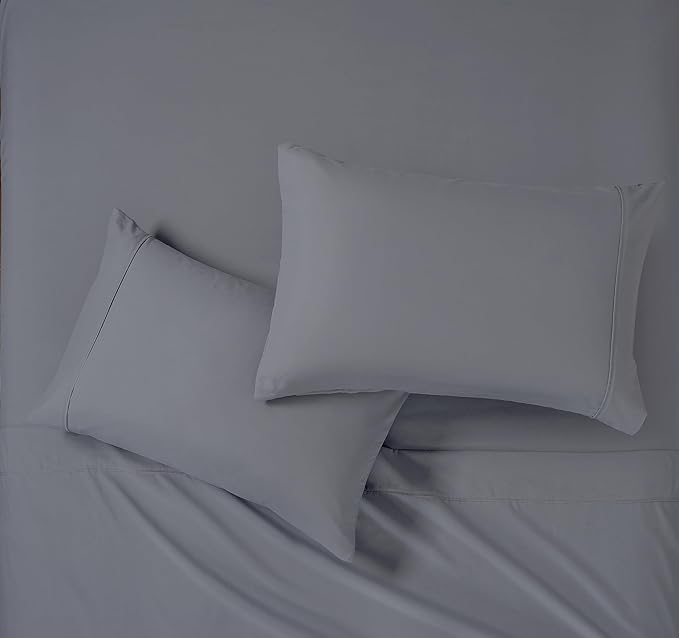 Modern Threads Soft Microfiber Solid Sheets - Luxurious Microfiber Bed Sheets - Includes Flat Sheet, Fitted Sheet with Deep Pockets, & Pillowcases Stone Full