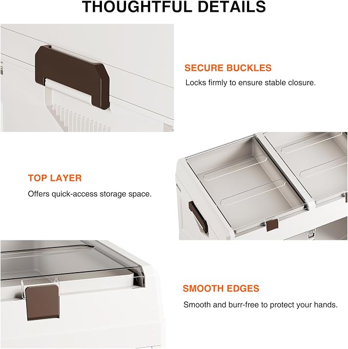 Closet Organizer and Storage Box, Large Essential Collapsible Plastic Car Trunk Container with Clear Lids and Doors, Open Front Multifunctional Stackable Bin for Bedroom, Dorm Room, Craft 80 L - Image 3
