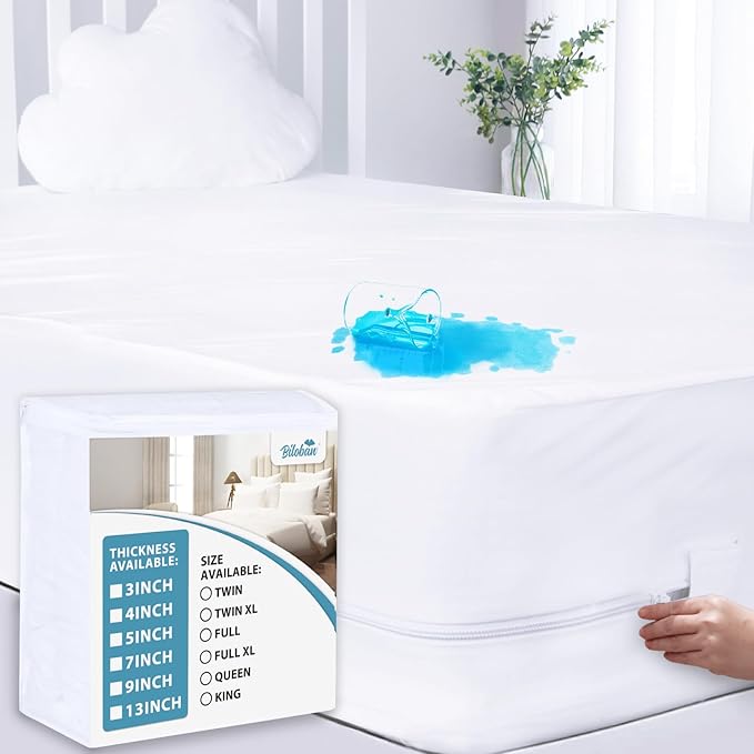 Zippered Full XL Mattress Protector 13 Inches, Waterproof Matress Encasement Extra Deep Pocket, Breathable & Six-Sided Mattress Cover Up to 13" Deep