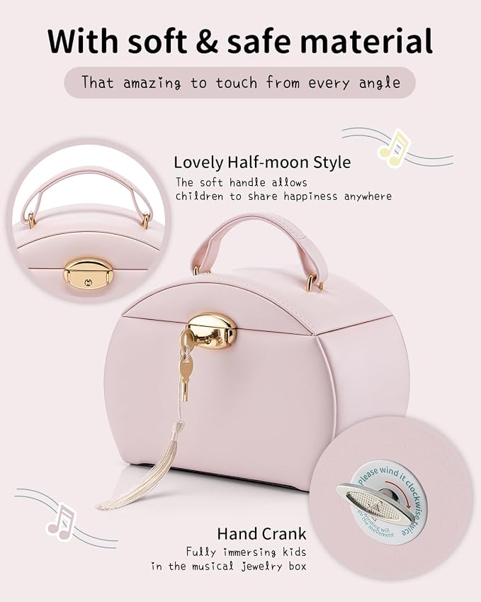 VLANDO Kids Musical Jewelry Box for Girls with Drawer, Music Box with Ballerina and Stickers for Birthday Bedroom Decor, Gifts for Girls Kids Christmas Thanksgiving Gifts 2024 - Light Pink - Image 6