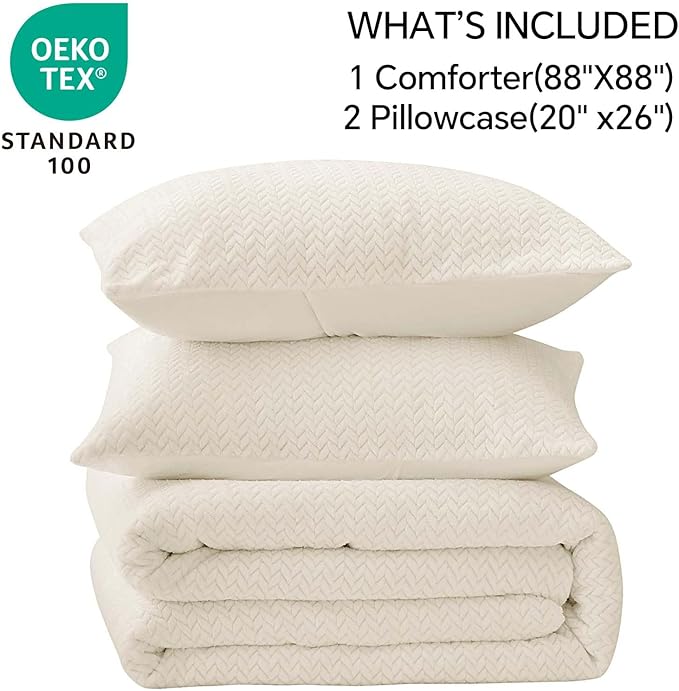 Flannel Fleece Queen Comforter Set - Furry Beige Leaves Pattern Faux Fur Bed Set, Winter Ultra Soft Fuzzy Comfort Set, Velvet Bedding Set for Bed with 2 Pillow Cases