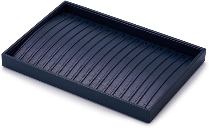 Oirlv Stackable Necklace Pendant Bracelet Organizer Tray Blue Leather Jewelry Drawer Organizer Trays - Image 6