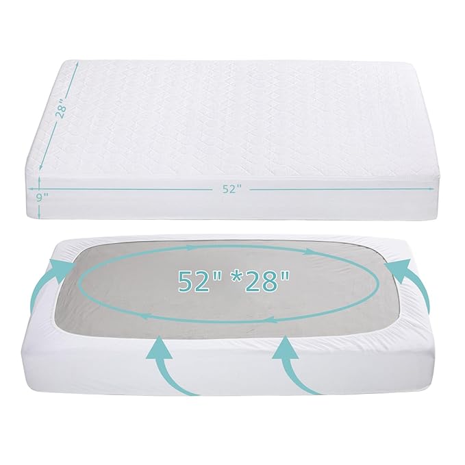 American Baby Company Waterproof Fitted Crib Mattress Protector 52" x 28" - Quilted, Noiseless, Ultra-Soft & Breathable Crib & Toddler Mattress Pad Cover