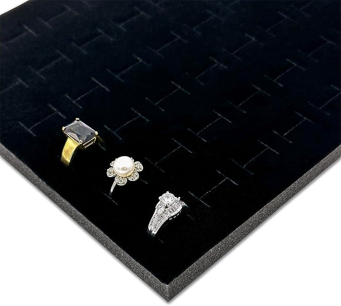 TheDisplayGuys For Your Modern Living 2-Pack 72-Ring Holders Velvet Foam Padding Jewelry Inserts - Tray/Case Liners - Retail Display, Storage (Black) by The Display Guys - Image 5