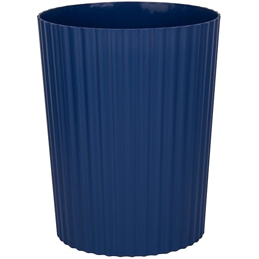 JiatuA Small Trash Can Plastic Wastebasket Round Garbage Container Bin for Bathroom, Kitchen, Bedroom, Home Office, College Dorm, Navy Blue by JiatuA
