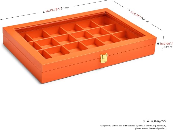 Oirlv 24 Grid Premium Leather Jewelry Organizer Tray with Transparent Lid Jewelry Display Case Drawer Insert Rings Earrings Holder - Image 6