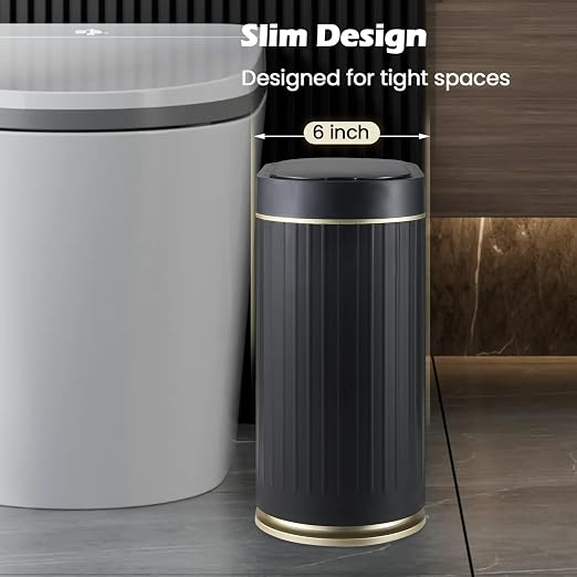 SYNCVIBE Bathroom Sensor Trash Can with Lid Automatic 2 Gallon Small Sensor Garbage Bin, 7.5 Liter Motion Sensor Smart Rubbish Bin Bathroom Decor, Slim Waterproof Plastic Garbage Can, Black Gold - Image 5