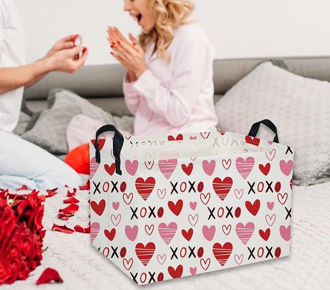 Rectangular Kids Baskets,Heart Basket,Cute Baskets Kids Storage Bin Baby Toy Organizer Box Love Room Decor for Home(XO heart ) - Image 5