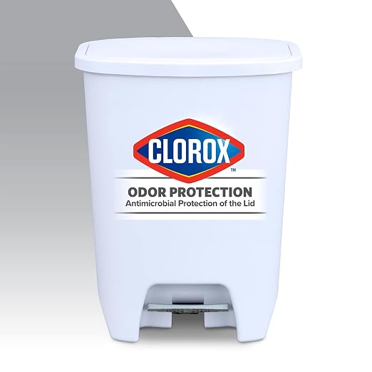 Glad Kitchen Trash Can 20 Gallon | Large Plastic Waste Bin with Odor Protection of Lid | Hands Free with Step On Foot Pedal and Garbage Bag Rings, 20 Gallon, White - Image 5