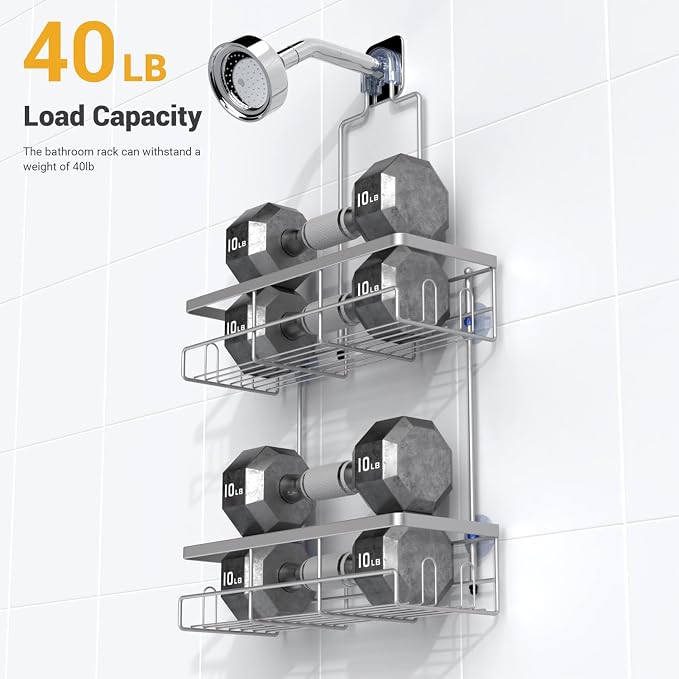 AKTECKE Shower Caddy Hanging Bathroom Organizer: Rustproof Shelf for Inside Shower - No Drilling Racks Over Showerhead - Bath Shelves for Shampoo Soap - Image 4