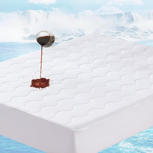 Instant Cool Queen Mattress Pad for Hot Sleepers, Waterproof Cooling Mattress Topper Cover with TriSupport 3D Tech, Cloud-Like Noiseless Washable Bed Mattress Protector Pad