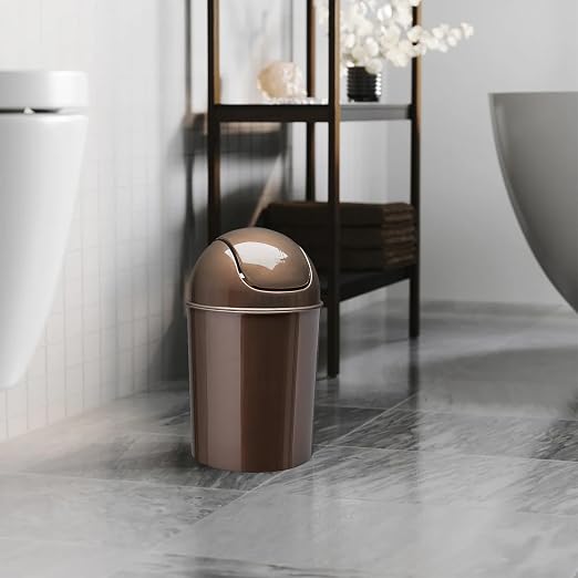 Umbra 1.25 Gallon Mini Waste Can with Removable Swing-Top Lid - Small Garbage Bin for Kitchen, Bathroom, Bedroom, Office - Compact Trash Can Fit Under Tables & Counters - Bronze - Image 6